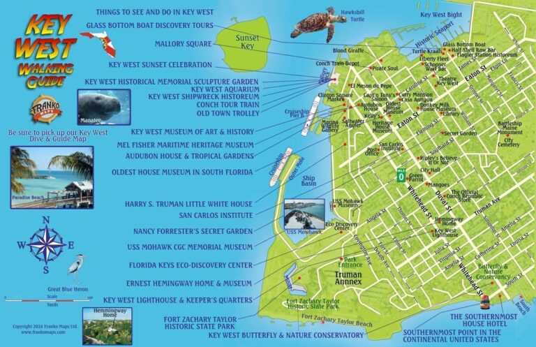 Key West Florida Walking Guide Card Franko Maps Ltd 