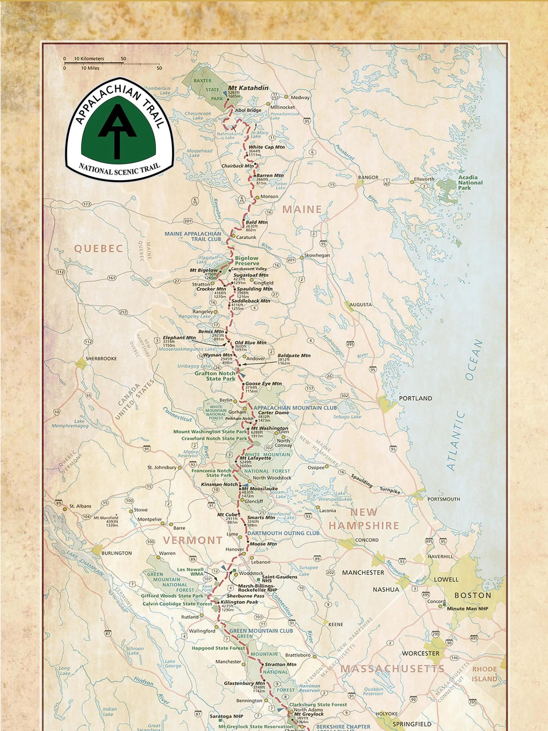 Printable Appalachian Trail Map Printable Appalachian Trail Map