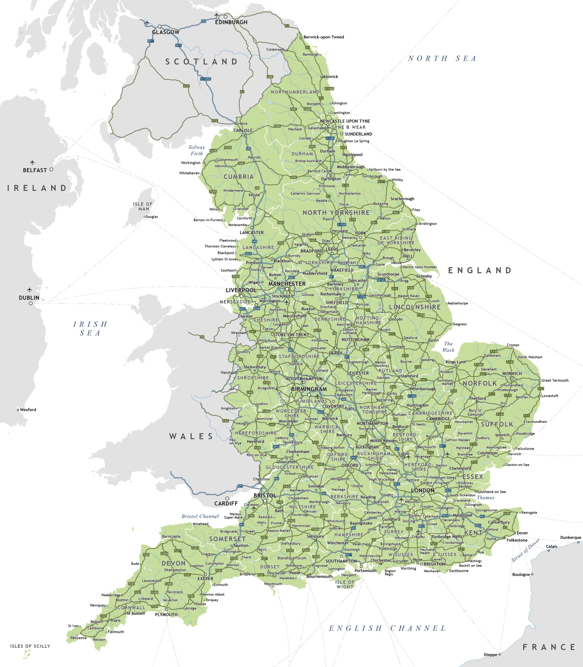 Large Detailed Highways Map Of England With Cities England Large Detailed Highways Map Of England With Cities England