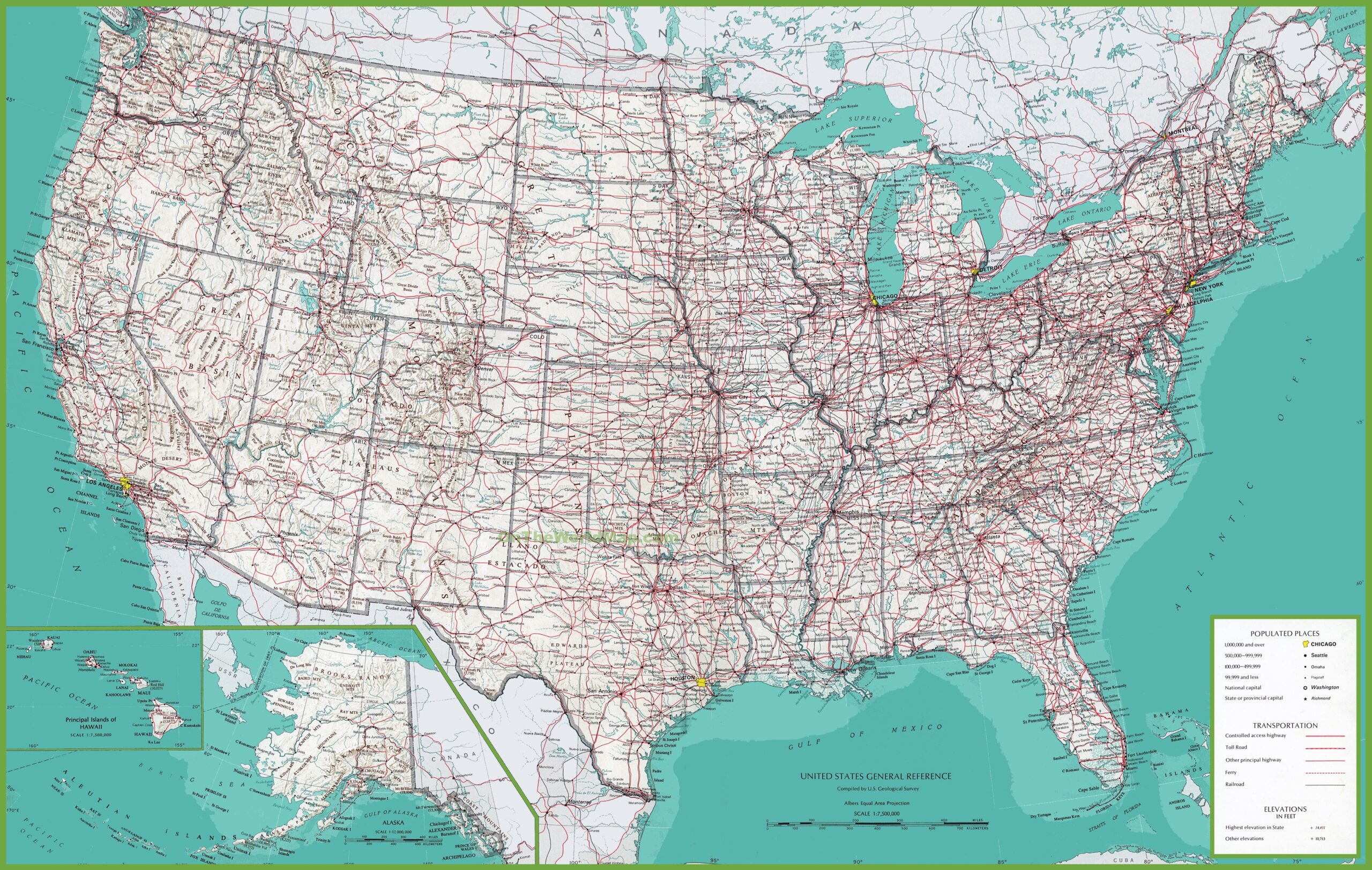 Large Detailed Map Of USA Ontheworldmap Worksheets Library