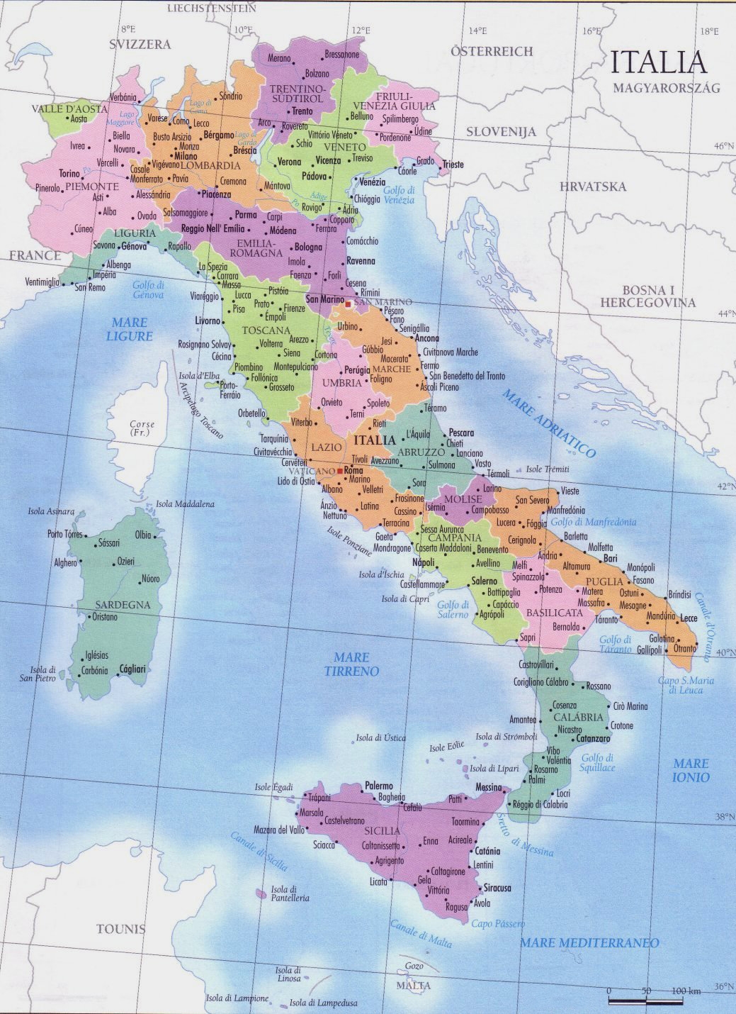 Large Detailed Regions Map Of Italy With Cities Vidiani Maps Of All Countries In One Place