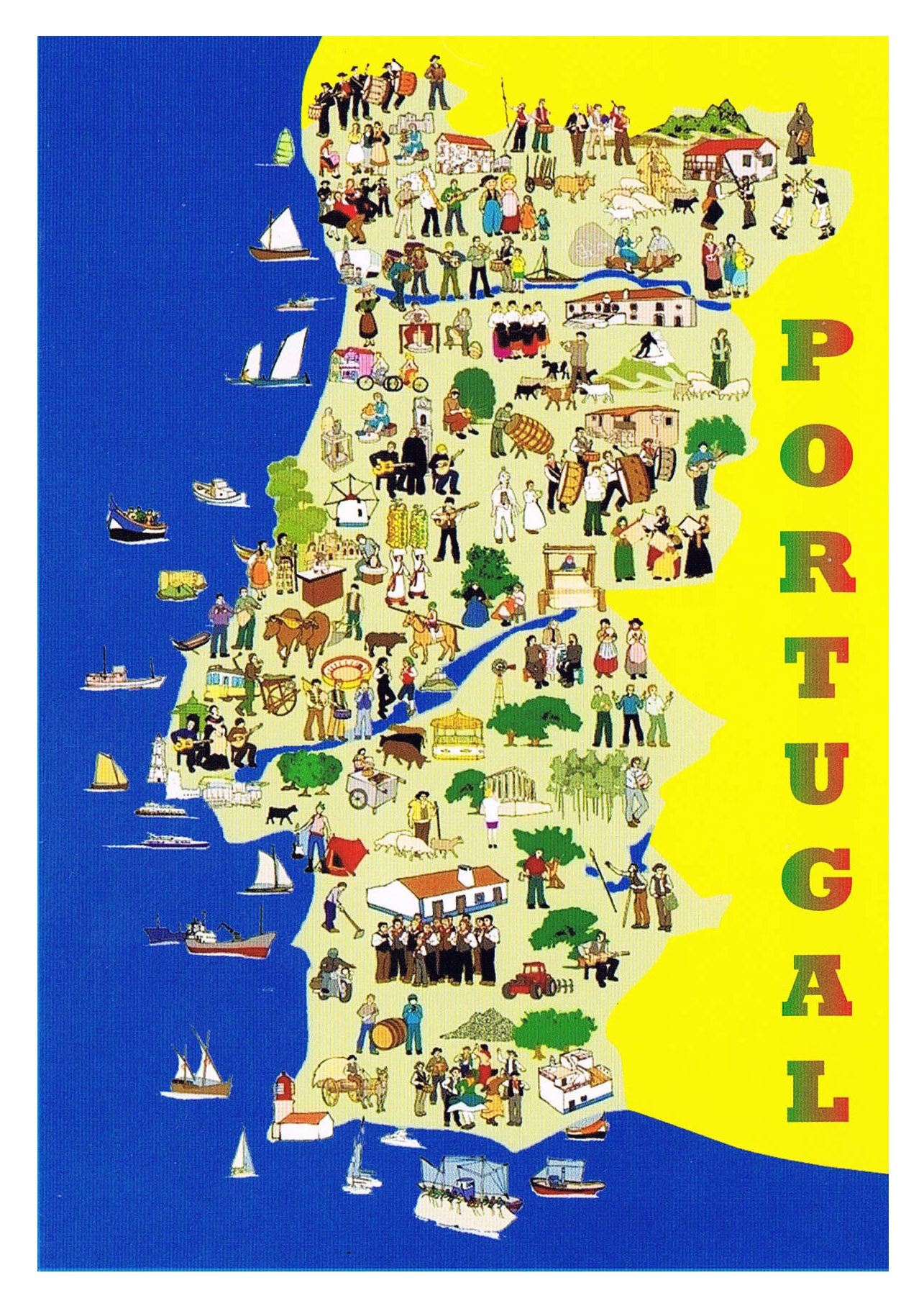Large Illustrated Map Of Portugal Portugal Europe Mapsland Maps Of The World Large Illustrated Map Of Portugal Portugal Europe Mapsland Maps Of The World