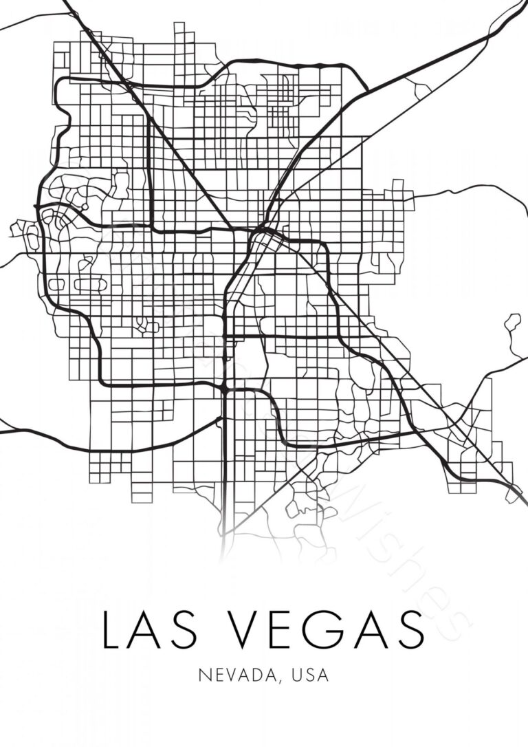 Large Las Vegas City Map Print Wall Art Printable Prints