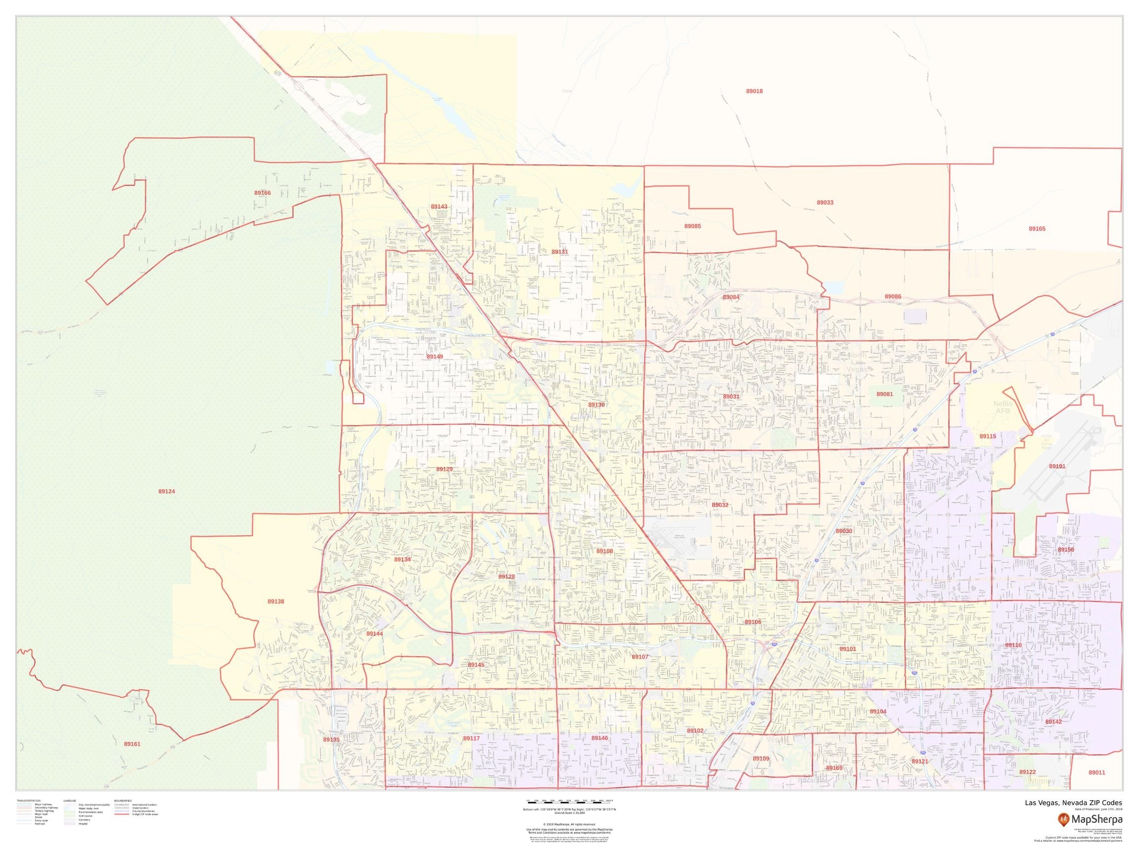 Las Vegas Nevada ZIP Codes Map