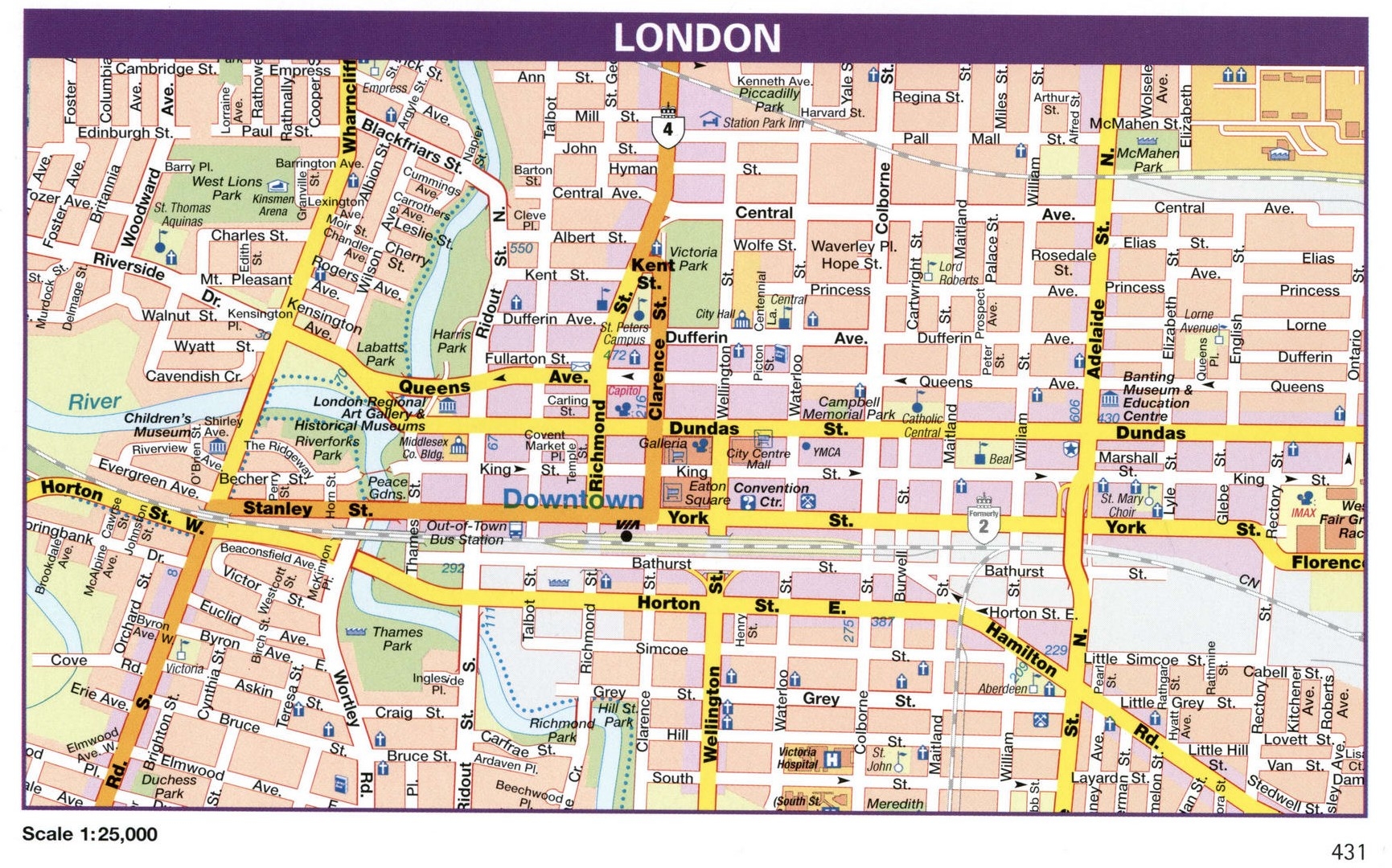 London Canada City Map Large Printable Tourist Map London Downtown