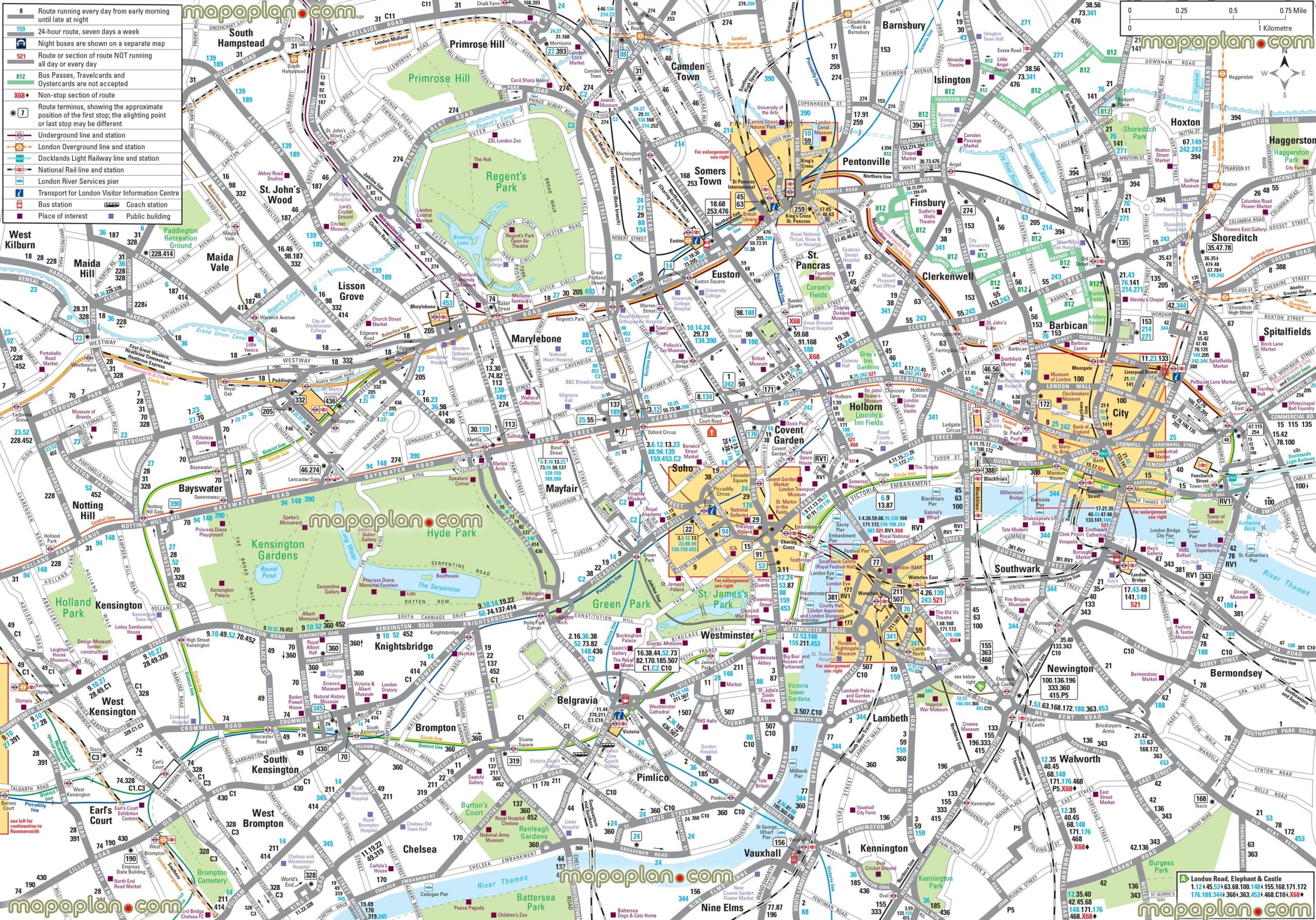 London Top Tourist Attractions Map Detailed Map Of Central London England Bus U0026 Tube Public Transportation Network A3 A4 Hd Printable Quality Large Scale Size