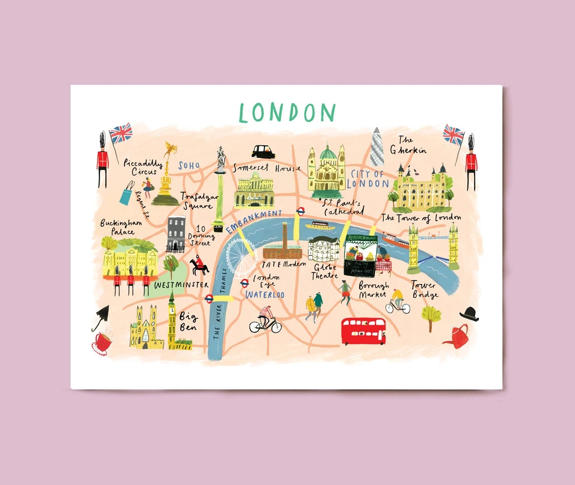 London Tourist Map Etsy UK