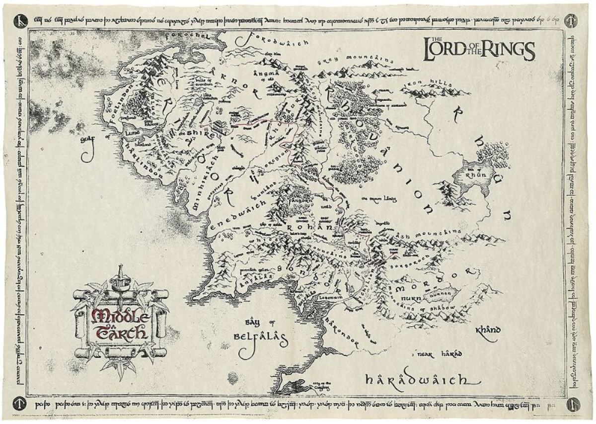 Lord Of The Rings Map Of Middle Earth Prop Print EstateSales