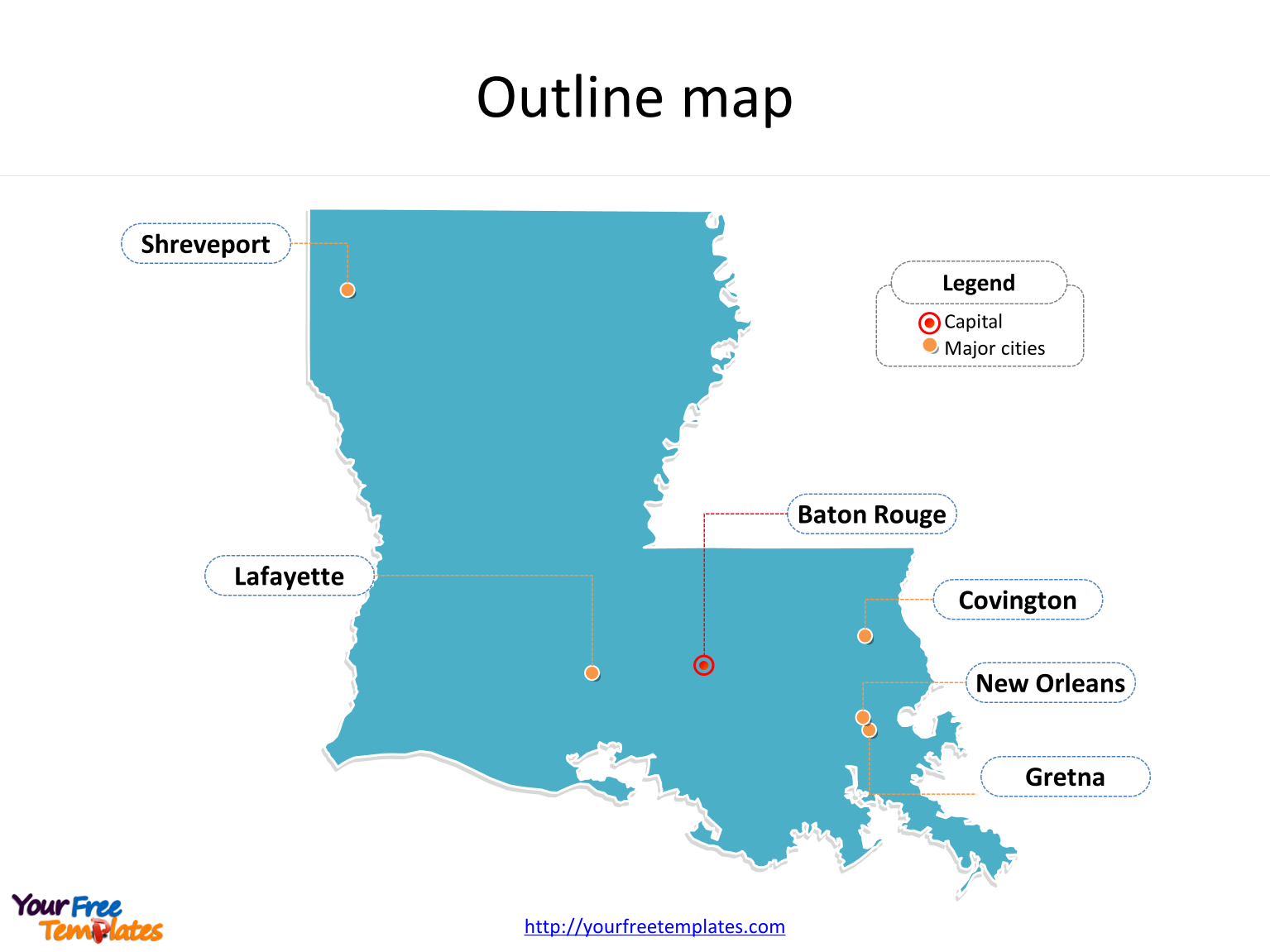 Louisiana Map PowerPoint Templates Free PowerPoint Template