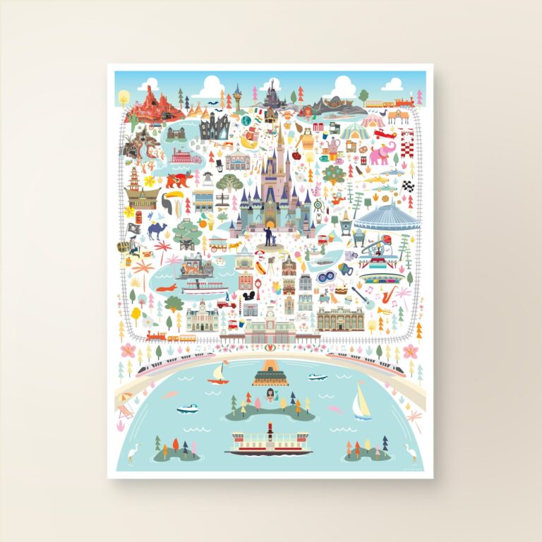 MAGIC KINGDOM Poster Walt Disney World Magic Kingdom Whimsical Map 