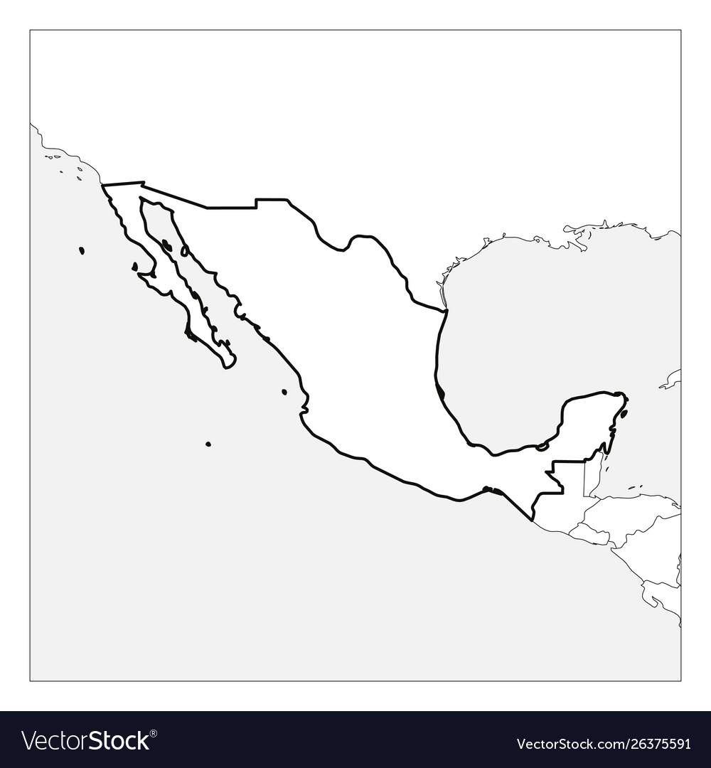 Map Mexico Black Thick Outline Highlighted Vector Image