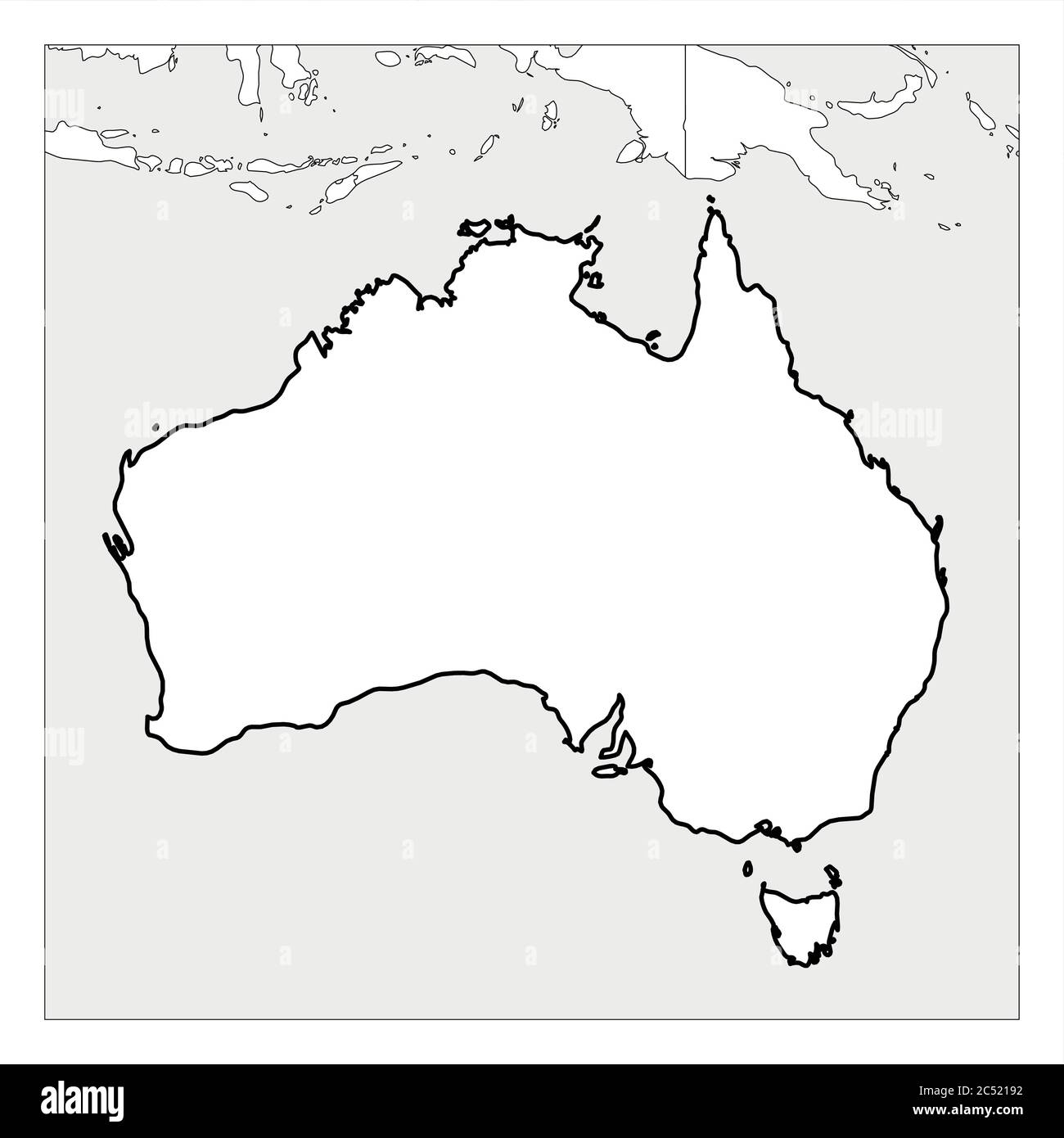 Map Of Australia Black Thick Outline Highlighted With Neighbor 