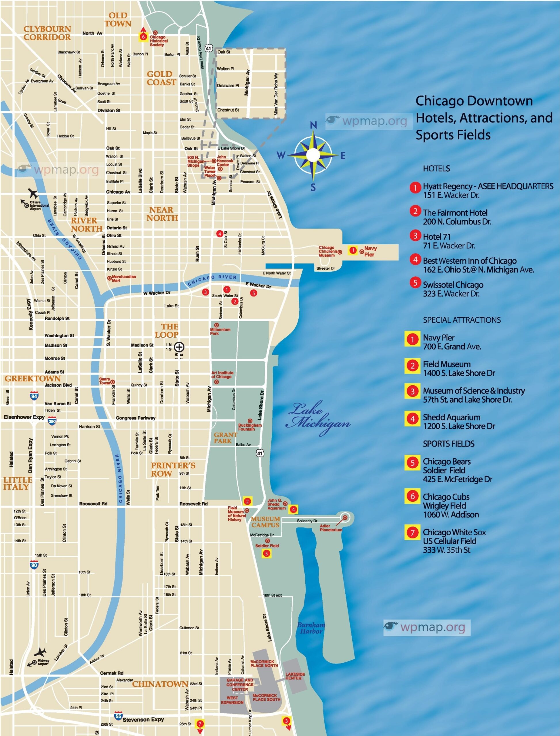 Map Of Chicago Printable Map Of Chicago Chicago Map Usa