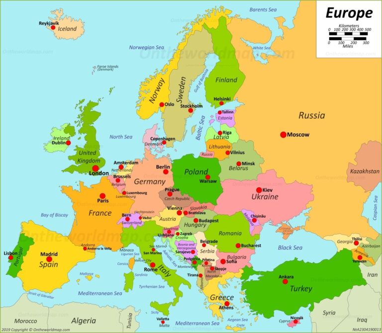 Map Of Europe With Capitals Ontheworldmap