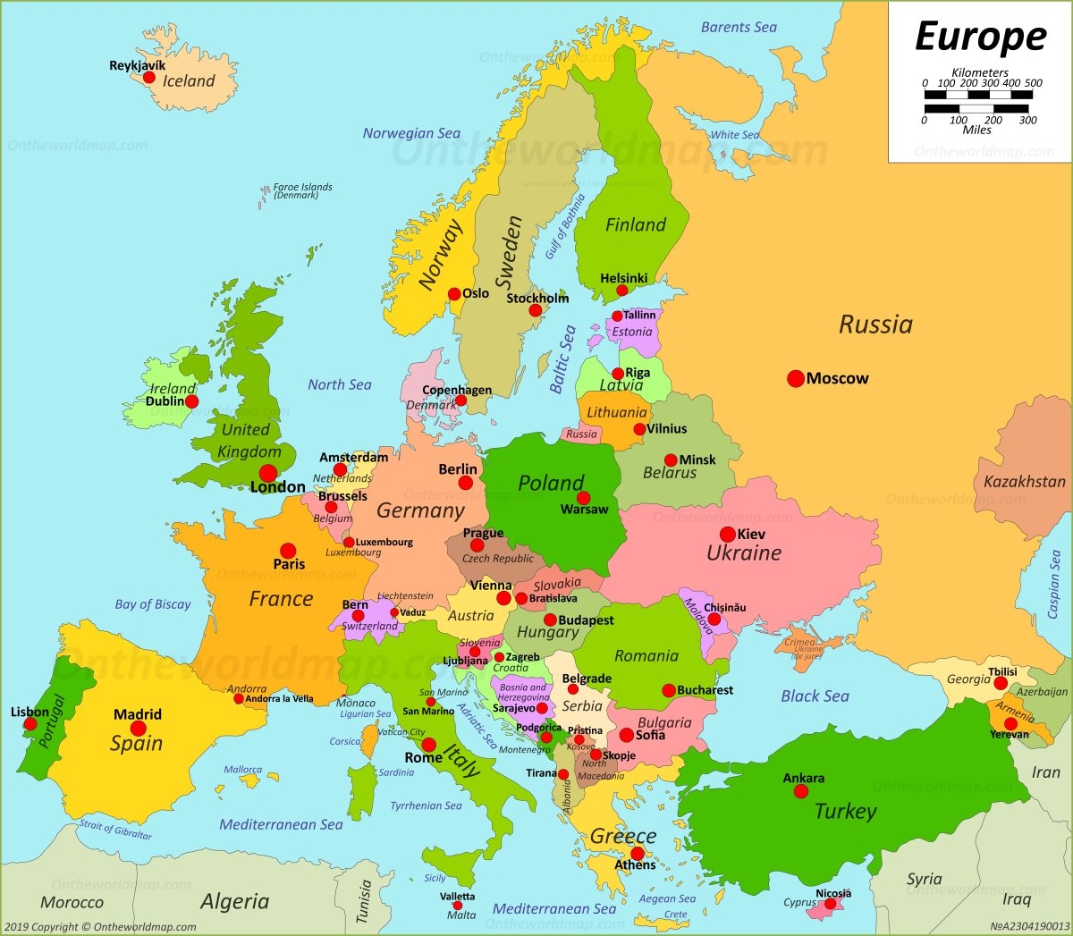 Map Of Europe With Capitals Ontheworldmap