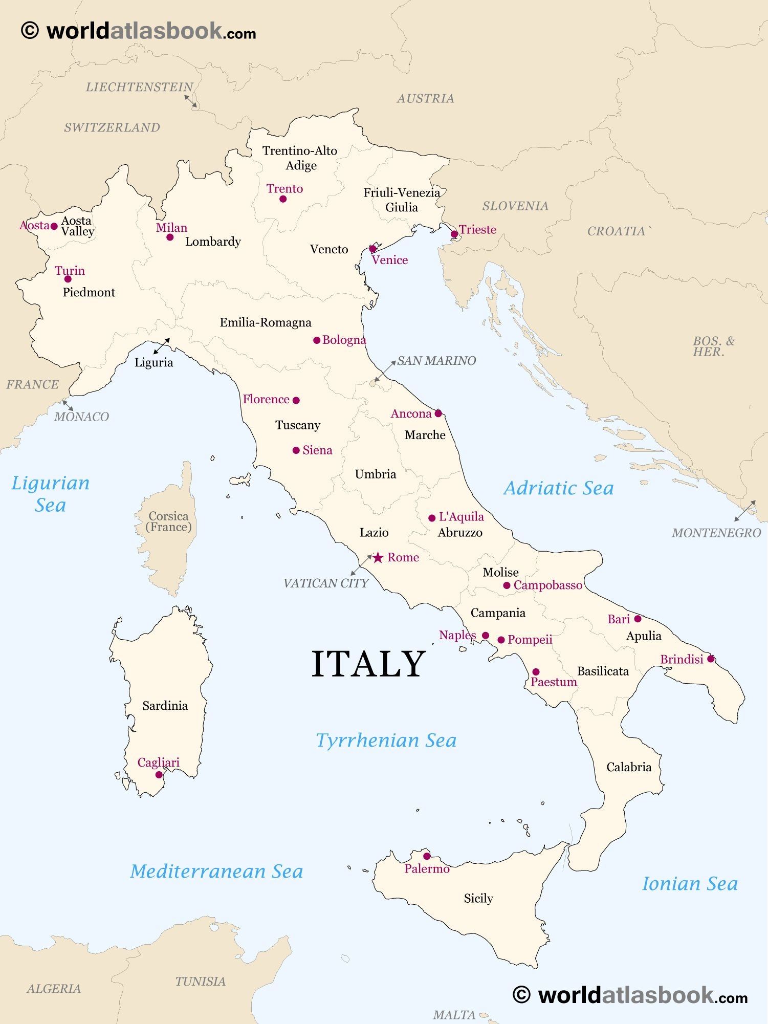 Map Of Italy Regions Helps You Locate Each Italian Region Worksheets Library