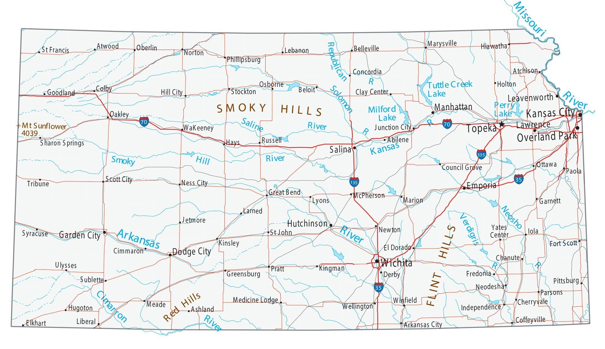 Map Of Kansas Cities And Roads GIS Geography Map Of Kansas Cities And Roads GIS Geography