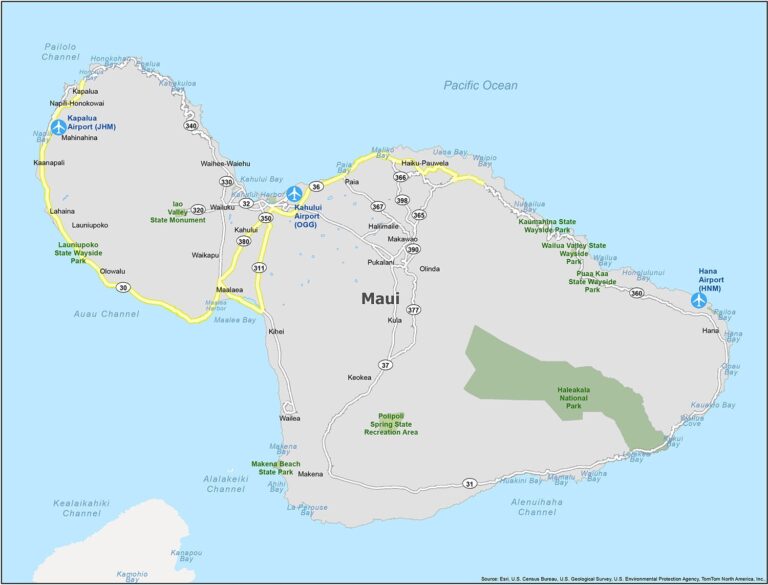 Map Of Maui Island Hawaii GIS Geography