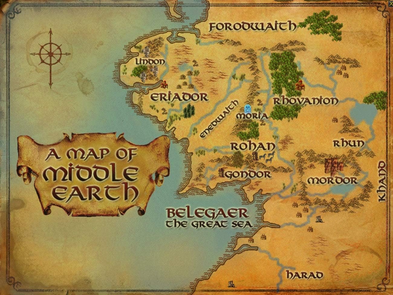 Map Of Middle Earth The Lord Of The Rings Vintage Nigeria Ubuy