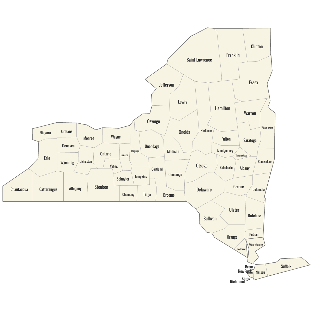 New York County Map Printable