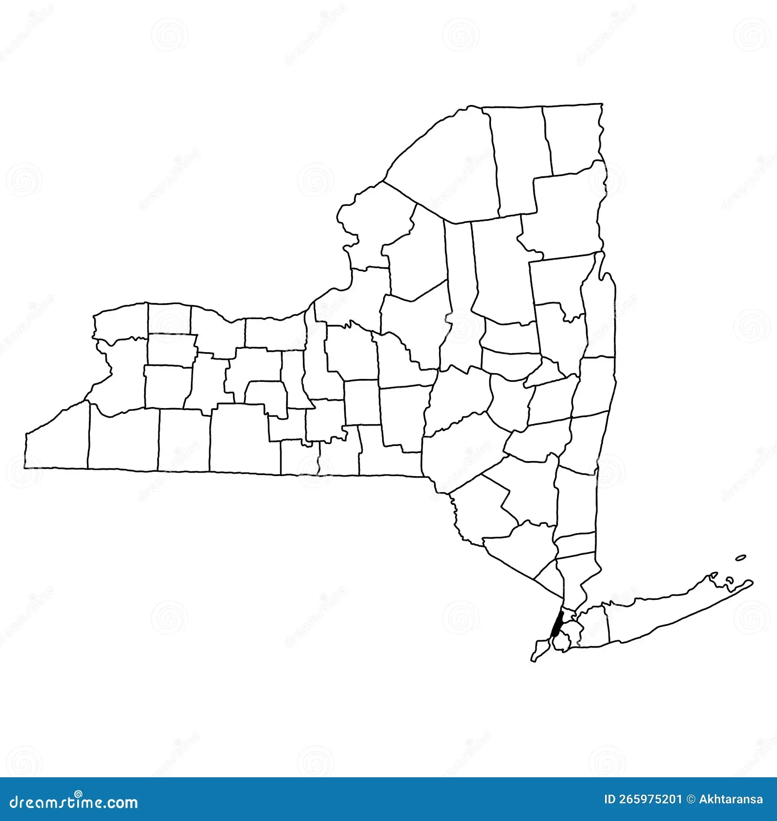 Map Of New York County In New York State On White Background Single County Map Highlighted By Black Colour On New York Map Stock Illustration Illustration Of Highlighting Line 265975201