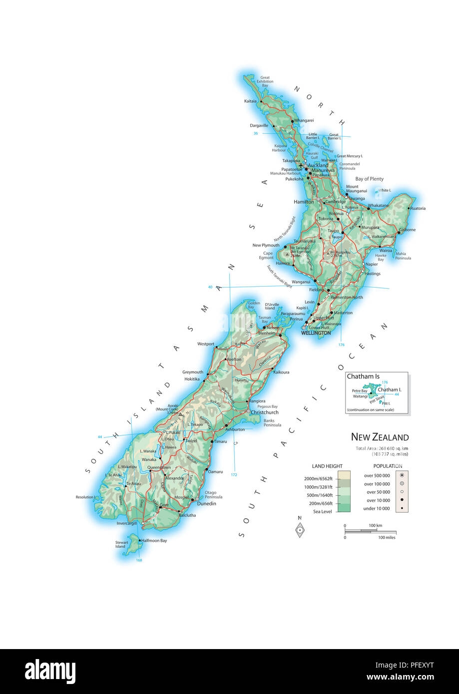 Map Of New Zealand Stock Photo Alamy