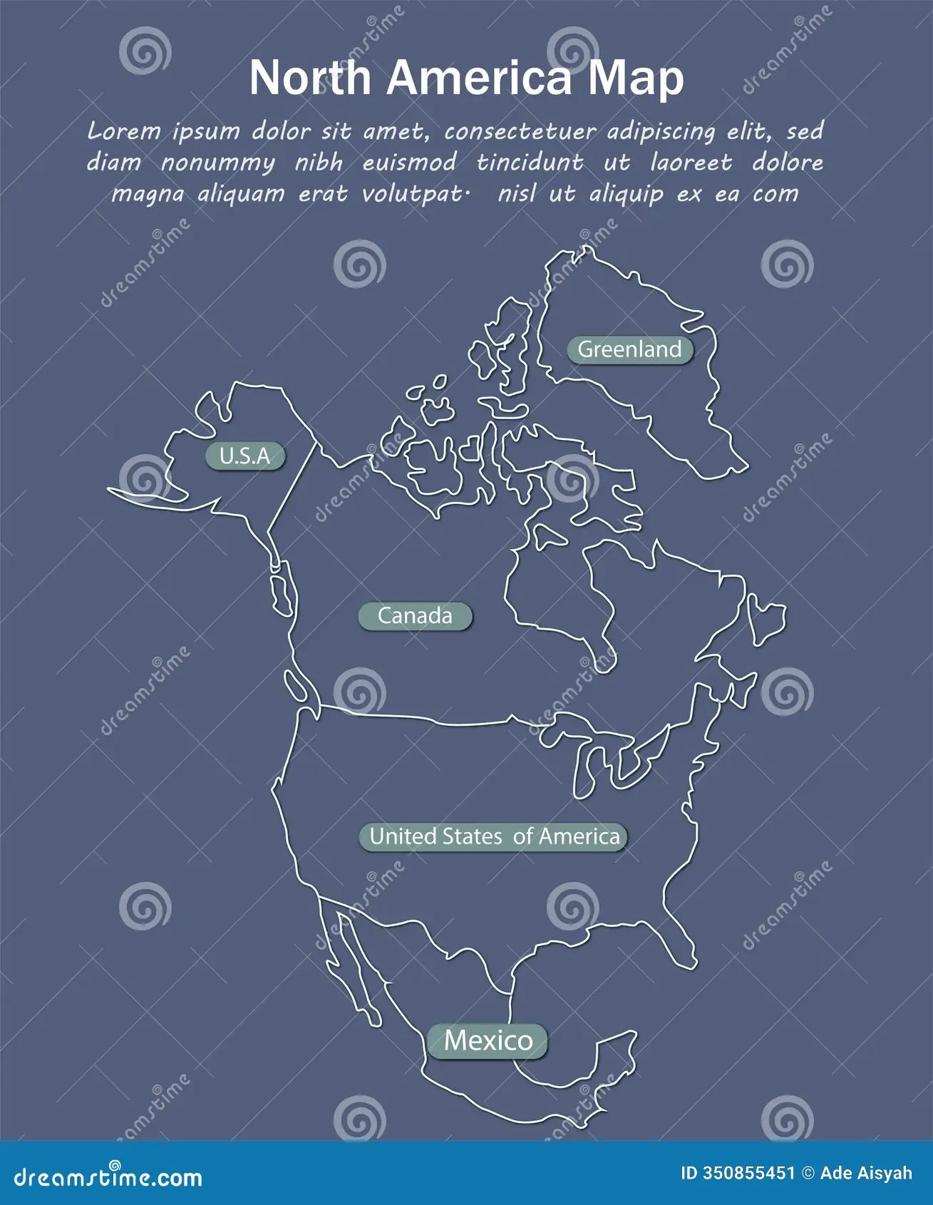 Map Of North America Printable With Name Country Stock Vector Illustration Of West Icon 350855451