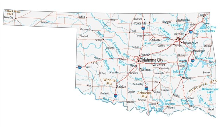 Map Of Oklahoma Cities And Roads GIS Geography