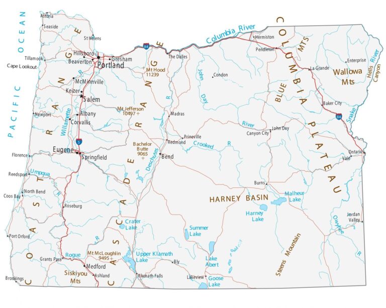 Map Of Oregon Cities And Roads GIS Geography