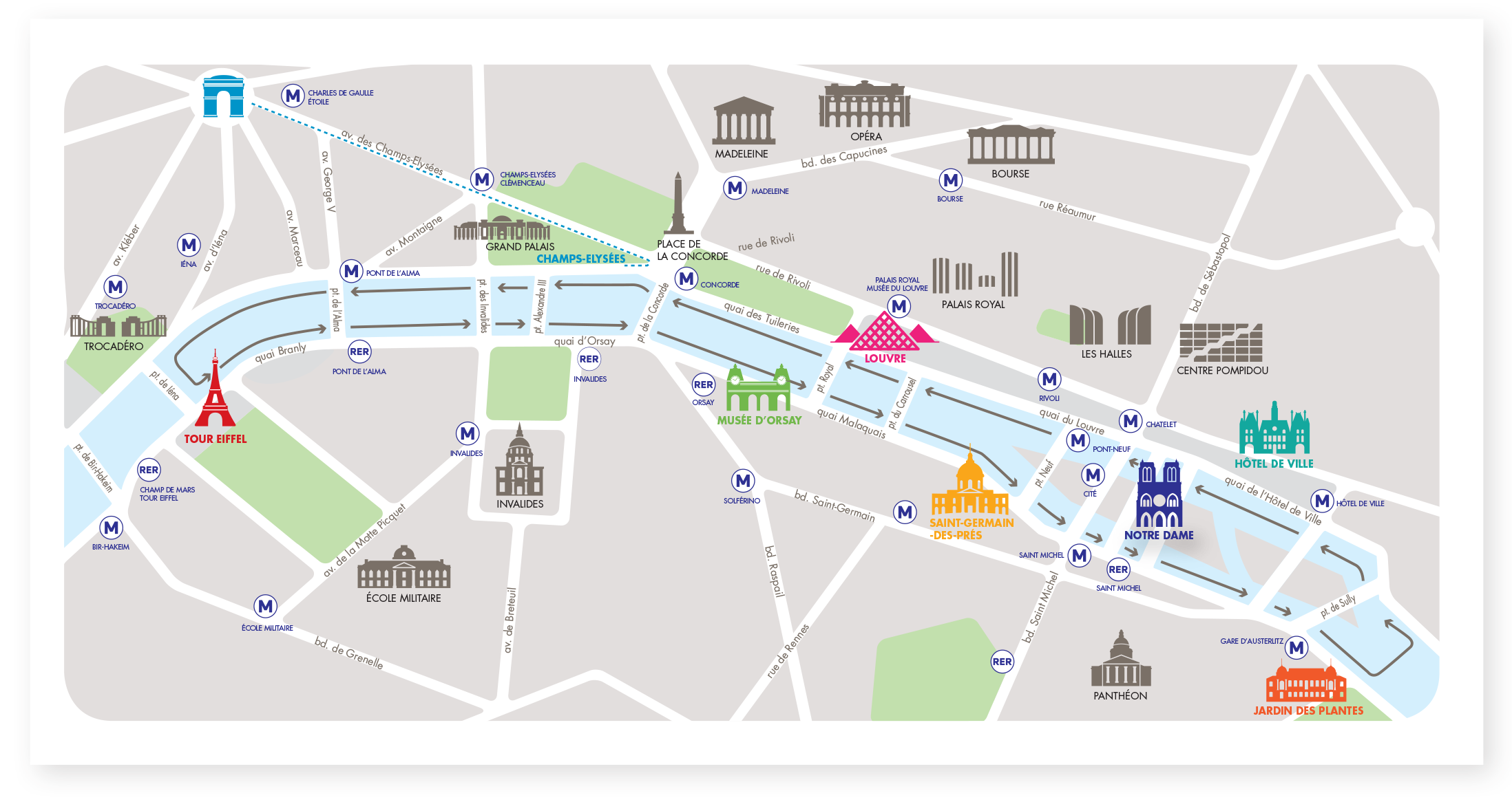 Map Of Paris Tourist Attractions Sightseeing U0026 Tourist Tour