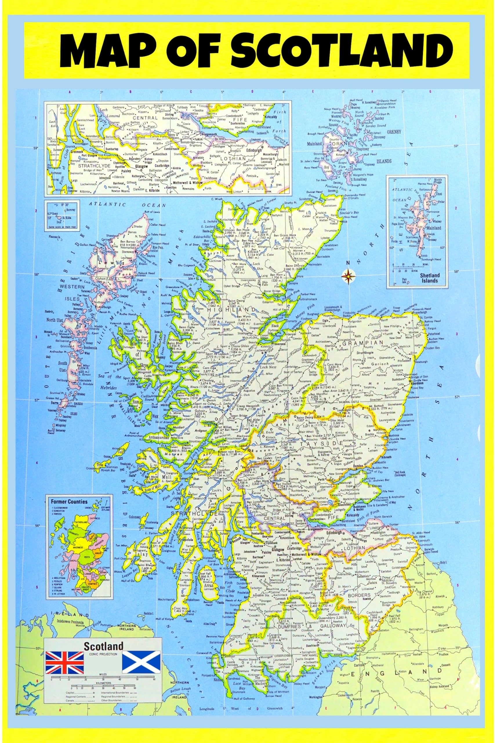 Map Of Scotland Laminated Wall Map Poster Print Perfect For Classrooms And Homes Vivid Imagery With Bright Colors