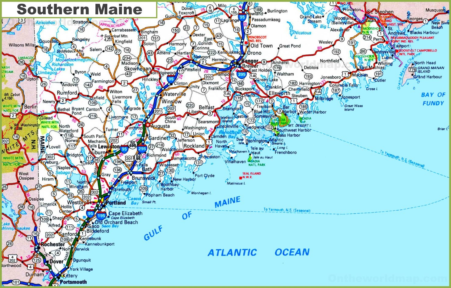 Map Of Southern Maine Ontheworldmap