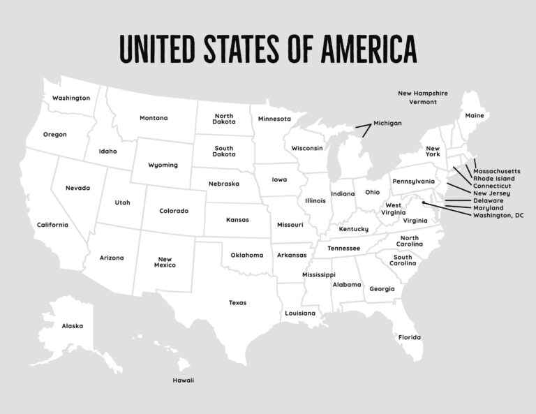 Map Of USA Map With States Black And White USA Map With 50 States 