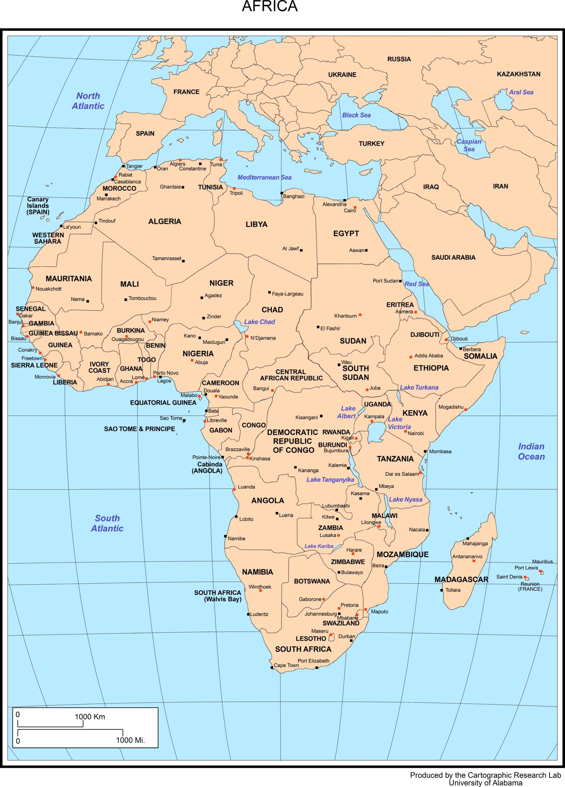 Africa Blank Map Printable Free