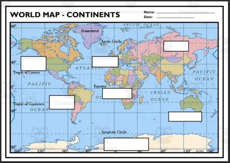 Mastering The 7 Continents Worksheet And Map Set By Teach Simple