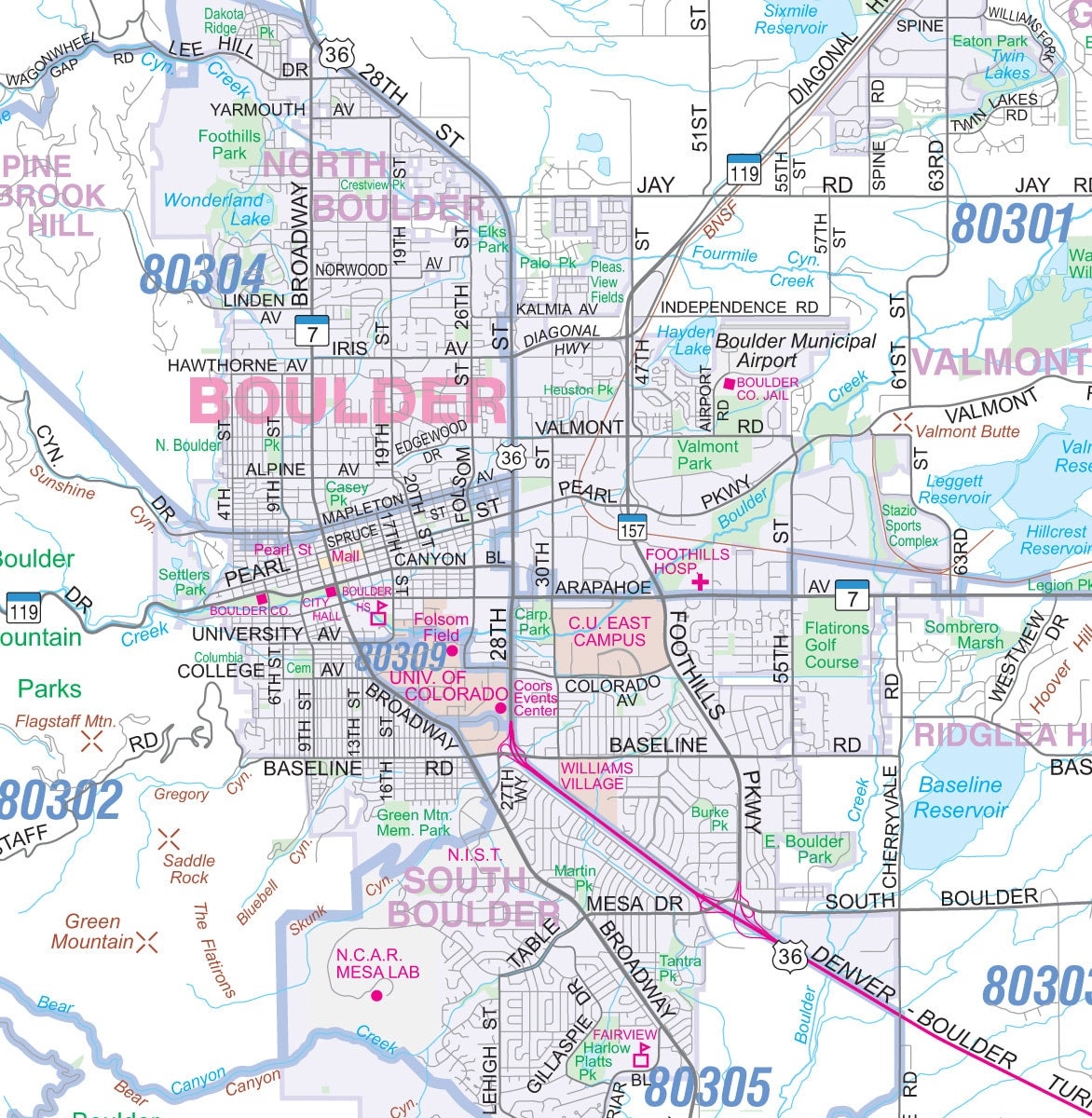 Metro Denver CO Detailed Region Wall Map W Zip Codes Metro Maps Worksheets Library