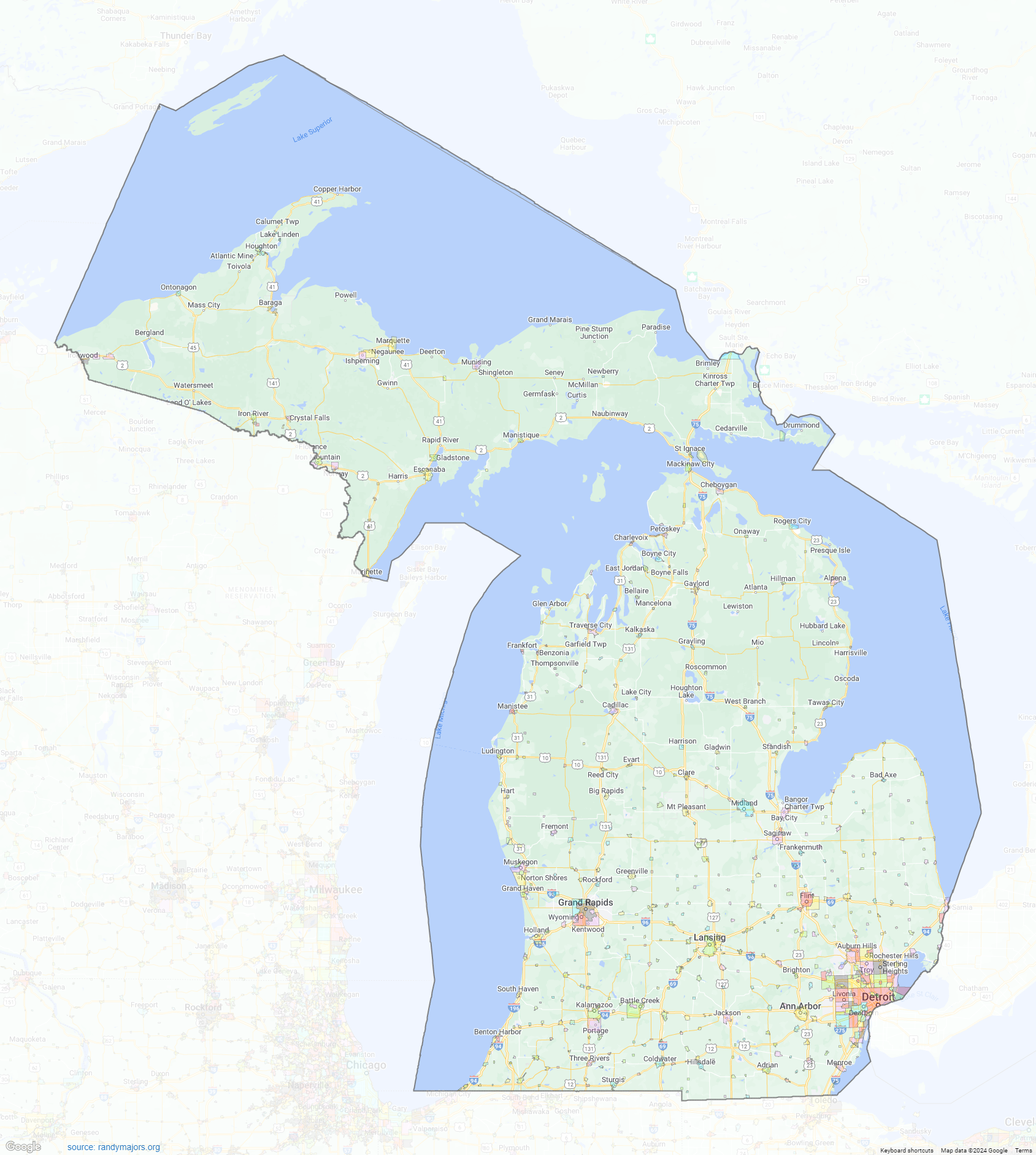Michigan City Limits Shown On Google Maps