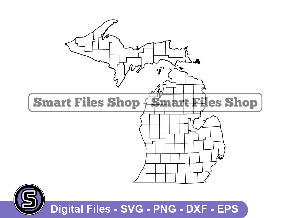 Michigan Map Svg Michigan Svg Michigan Map Dxf Png Michigan Map Clipart Michigan Map Files Michigan Map Eps Etsy