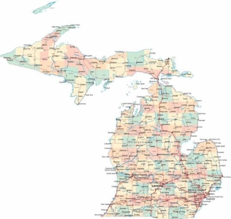 Michigan Road MAP Glossy Poster Picture Photo State City County Detroit Mi Amazon ca Home