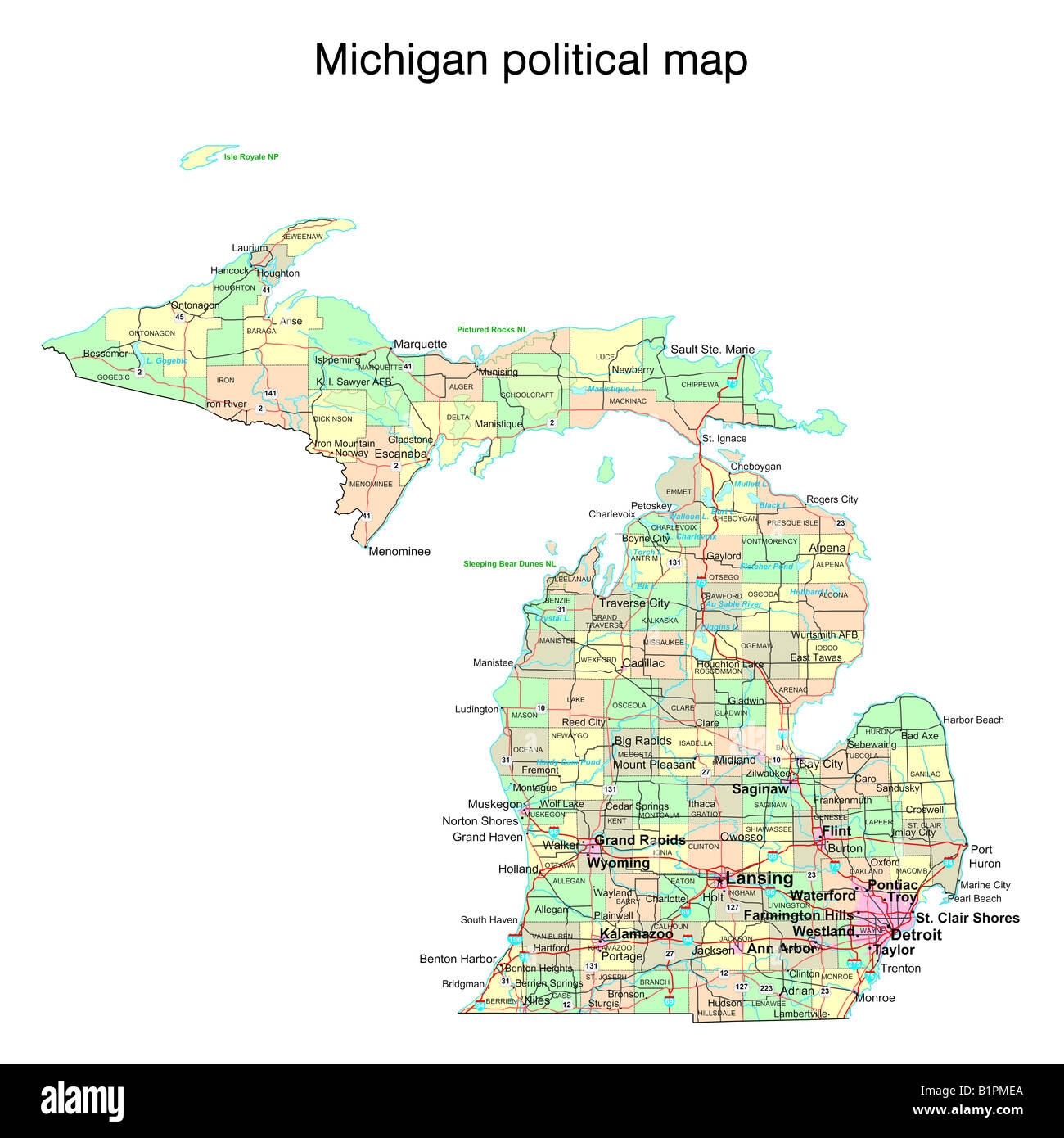 Michigan State Map Hi res Stock Photography And Images Alamy