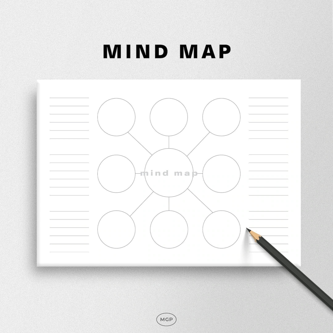 Mind Map Template Editable Brainstorming Idea Board PDF Creative Writing Paper For Students Blank Project Planner Graphic Organizer Page Etsy