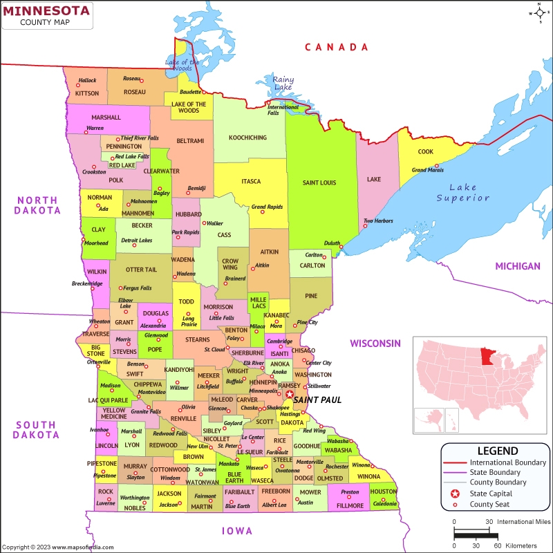 Minnesota Map Map Of Minnesota IA State With County