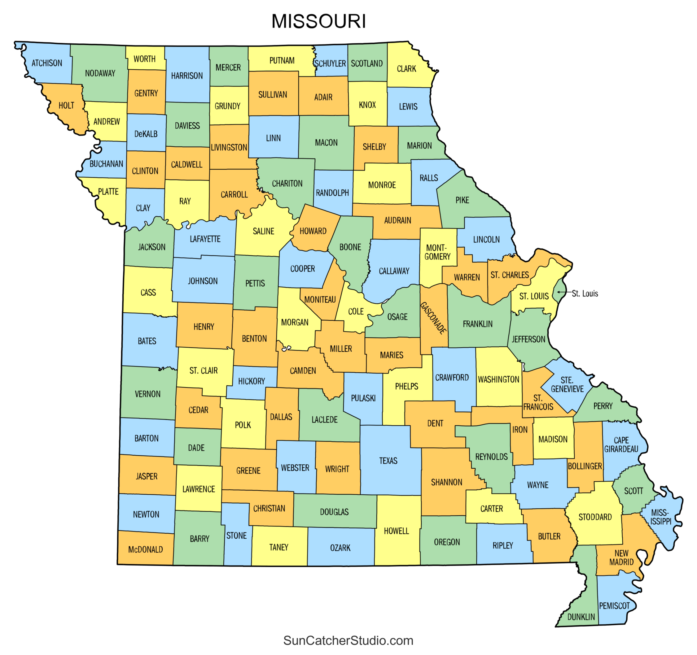 Missouri County Map Printable State Map With County Lines Free Printables Monograms Design Tools Patterns U0026 DIY Projects