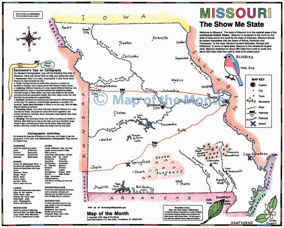Missouri Map Blank Outline Map 16 By 20 Inches Activities Included Missouri Map Blank Outline Map 16 By 20 Inches Activities Included