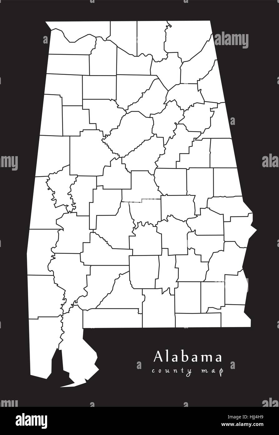 Modern Map Alabama County Map USA Black And White Silhouette Illustration Stock Vector Image U0026 Art Alamy