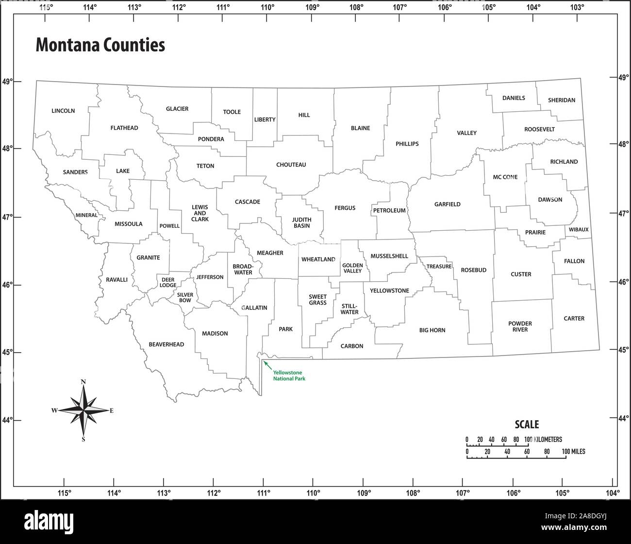 Montana County Map Printable