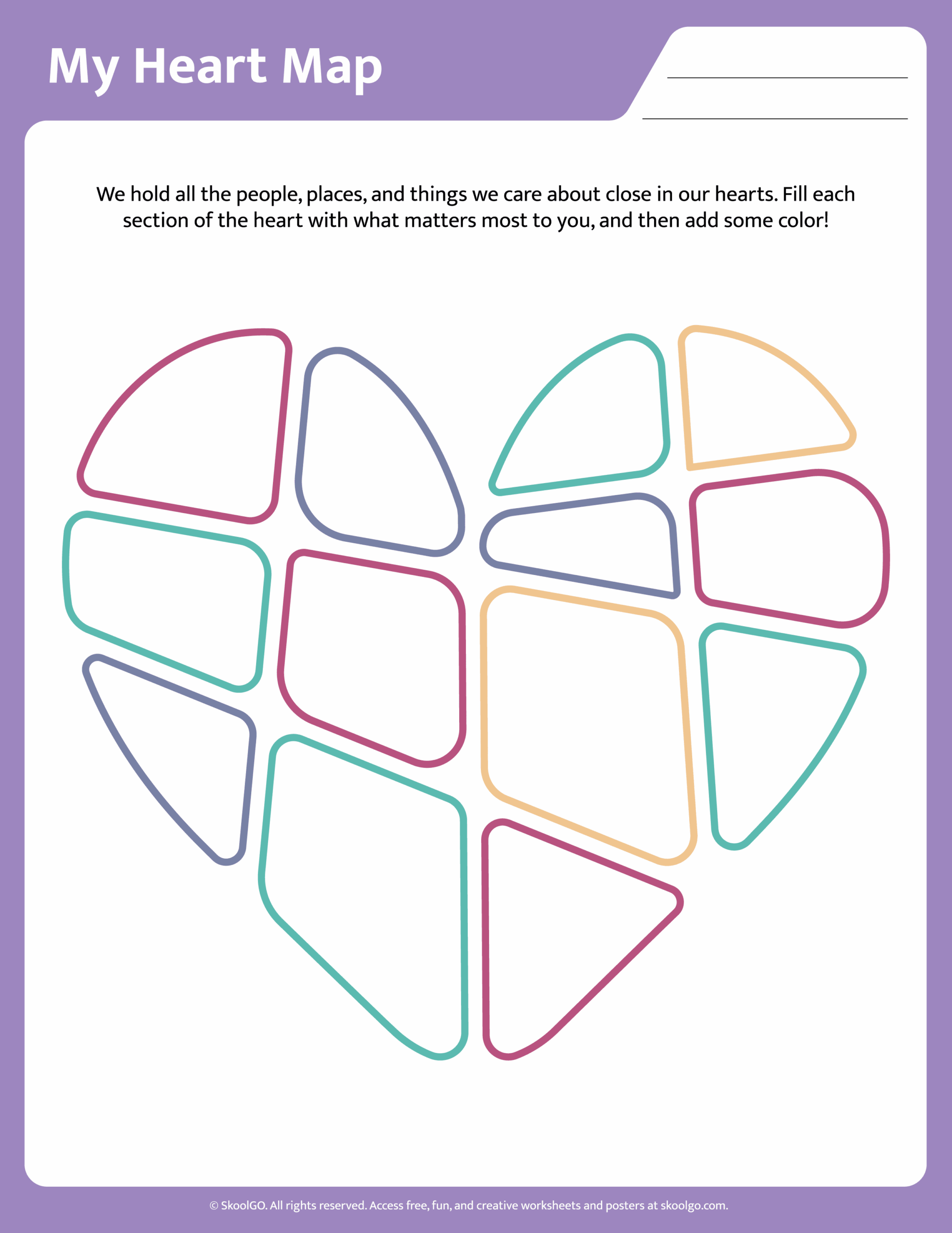 My Heart Map Worksheet For Kindergarten 2nd Grade