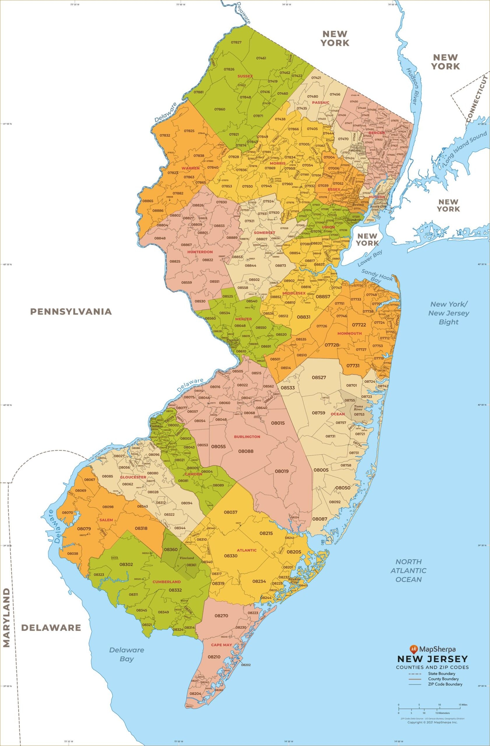 Printable Map Of New Jersey