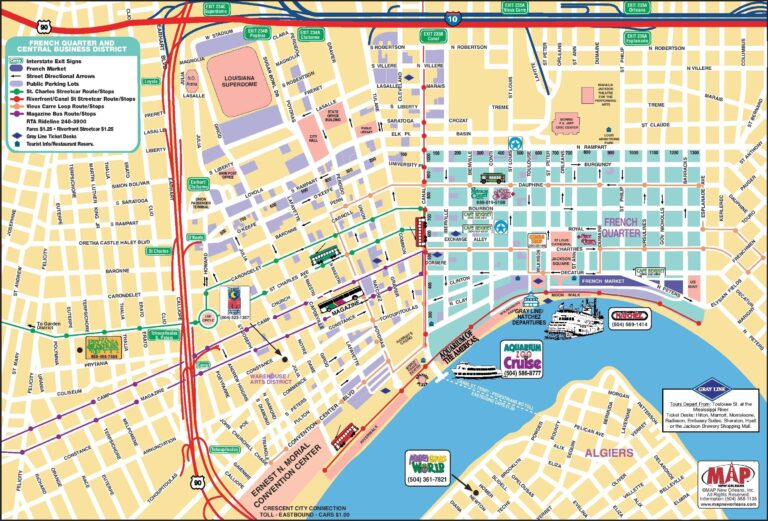 New Orleans French Quarter Tourist Map Worksheets Library