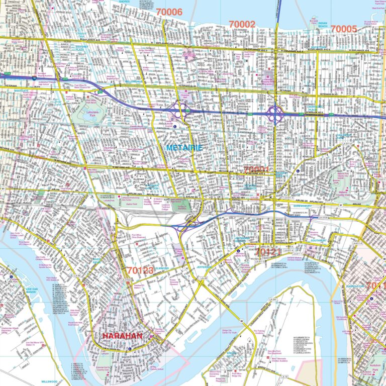 New Orleans LA Wall Map By Kappa The Map Shop